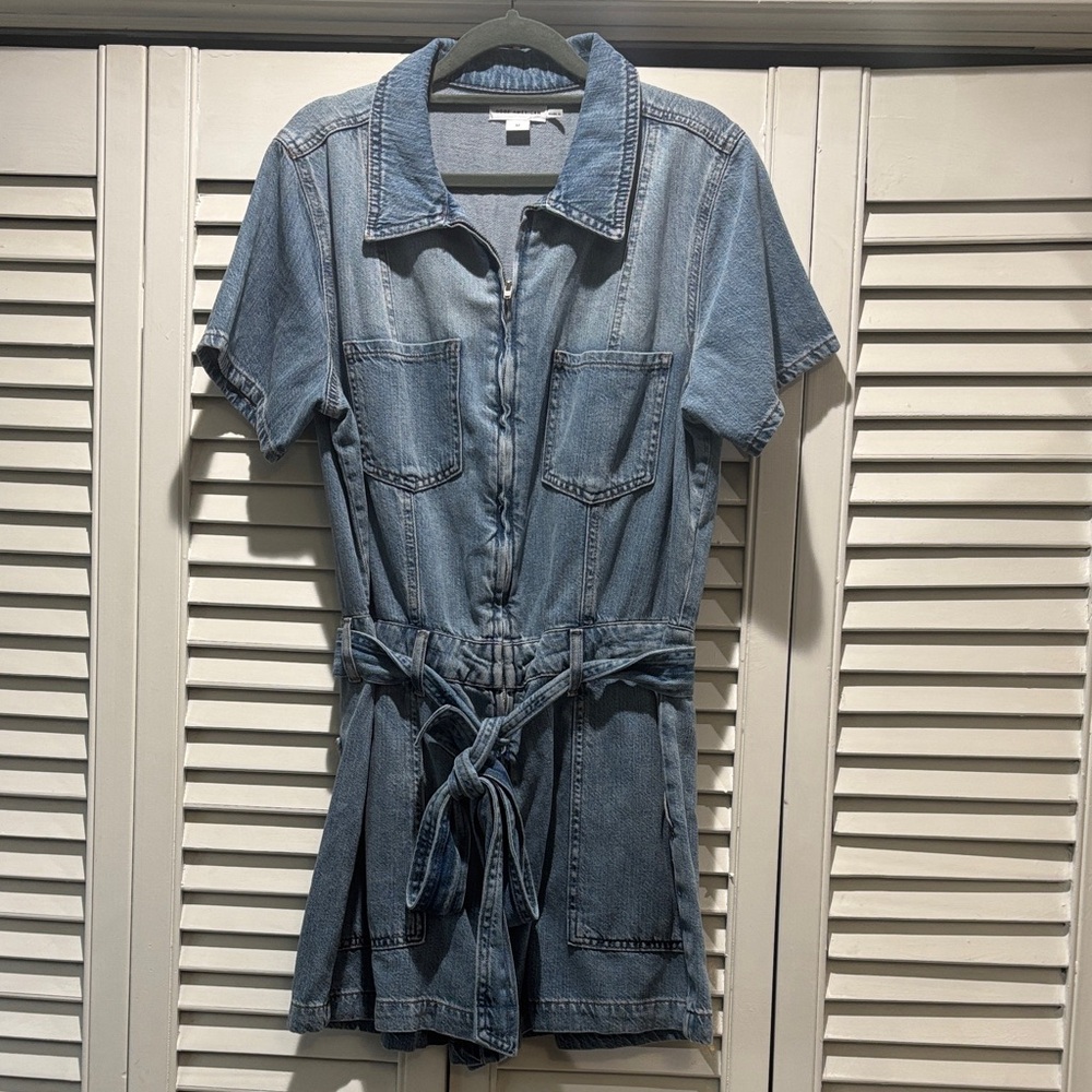 Good American Light Blue Denim Romper
